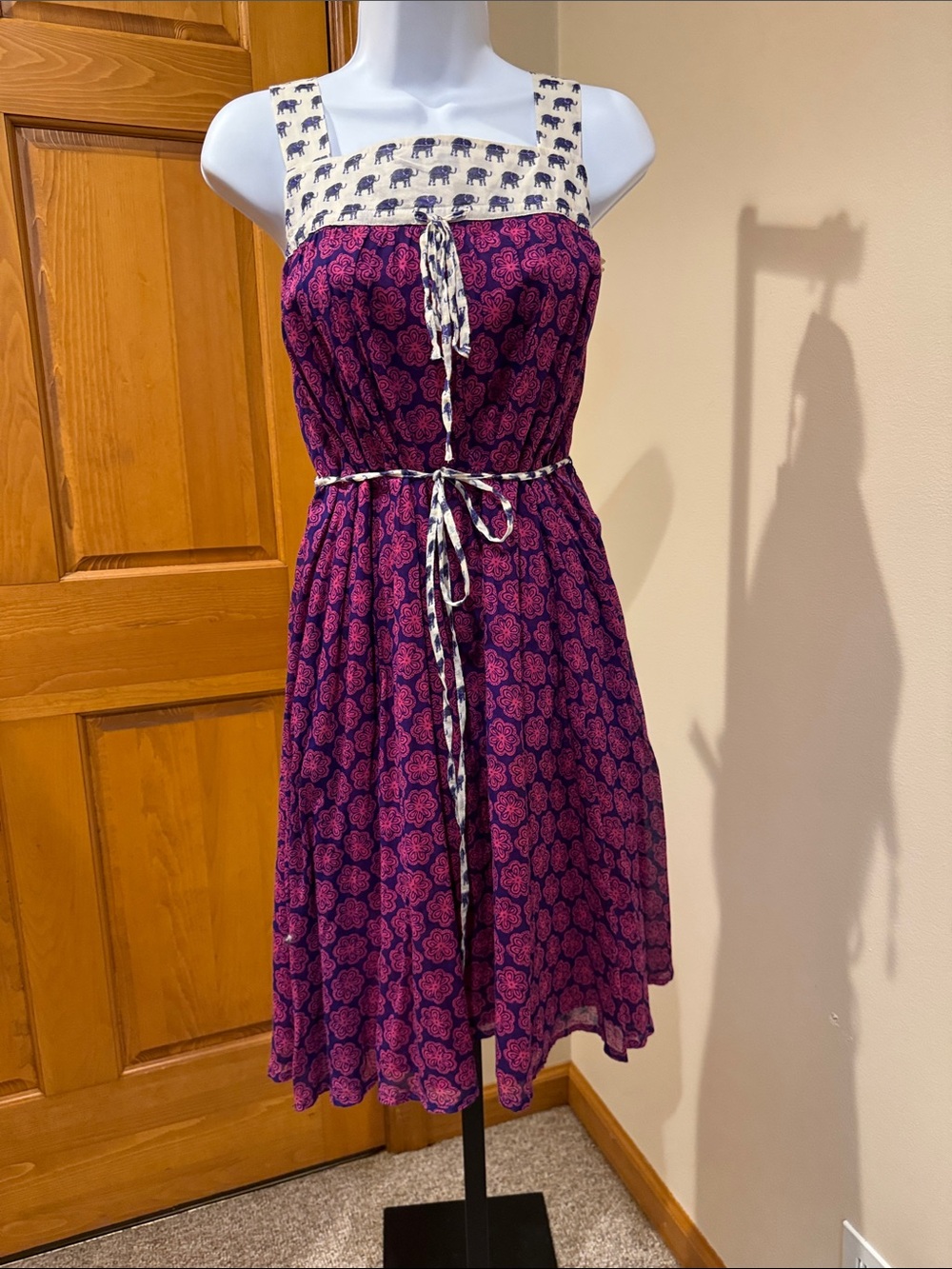 Heihei from Anthropologie Purple Patterned Midi Dress Sz M